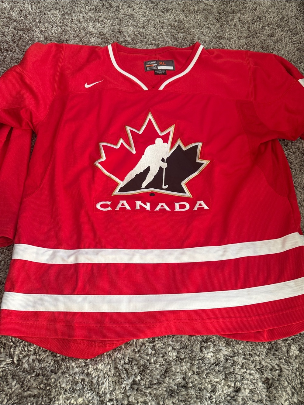 Nike Red Canada Hockey Jersey with White Accents